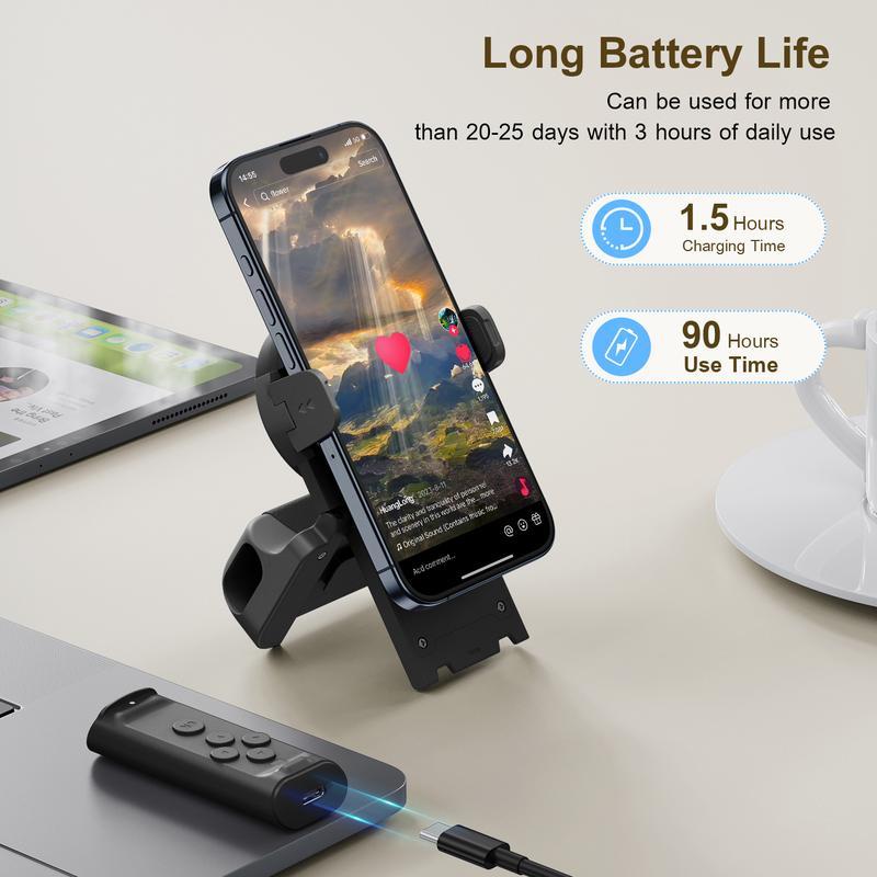 Mivoza smartphone grip with Bluetooth remote shutter and 180° mount, adjustable for steady photos and secure handling.