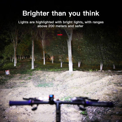 Belro bike headlights and taillights mounted on a bicycle, showcasing bright LED lights for improved visibility during night riding.