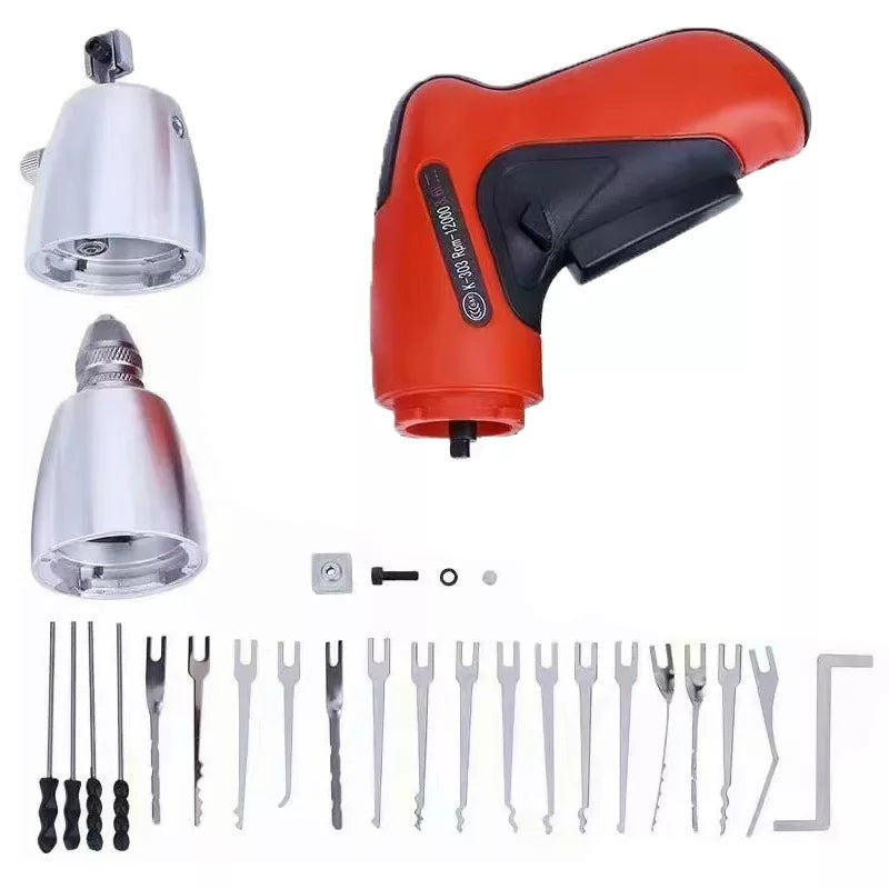 GETDECO Electric Auto Pick Gun Set with 26 lithium-ion picks, charger, and storage bag for locksmith lock opening tools.