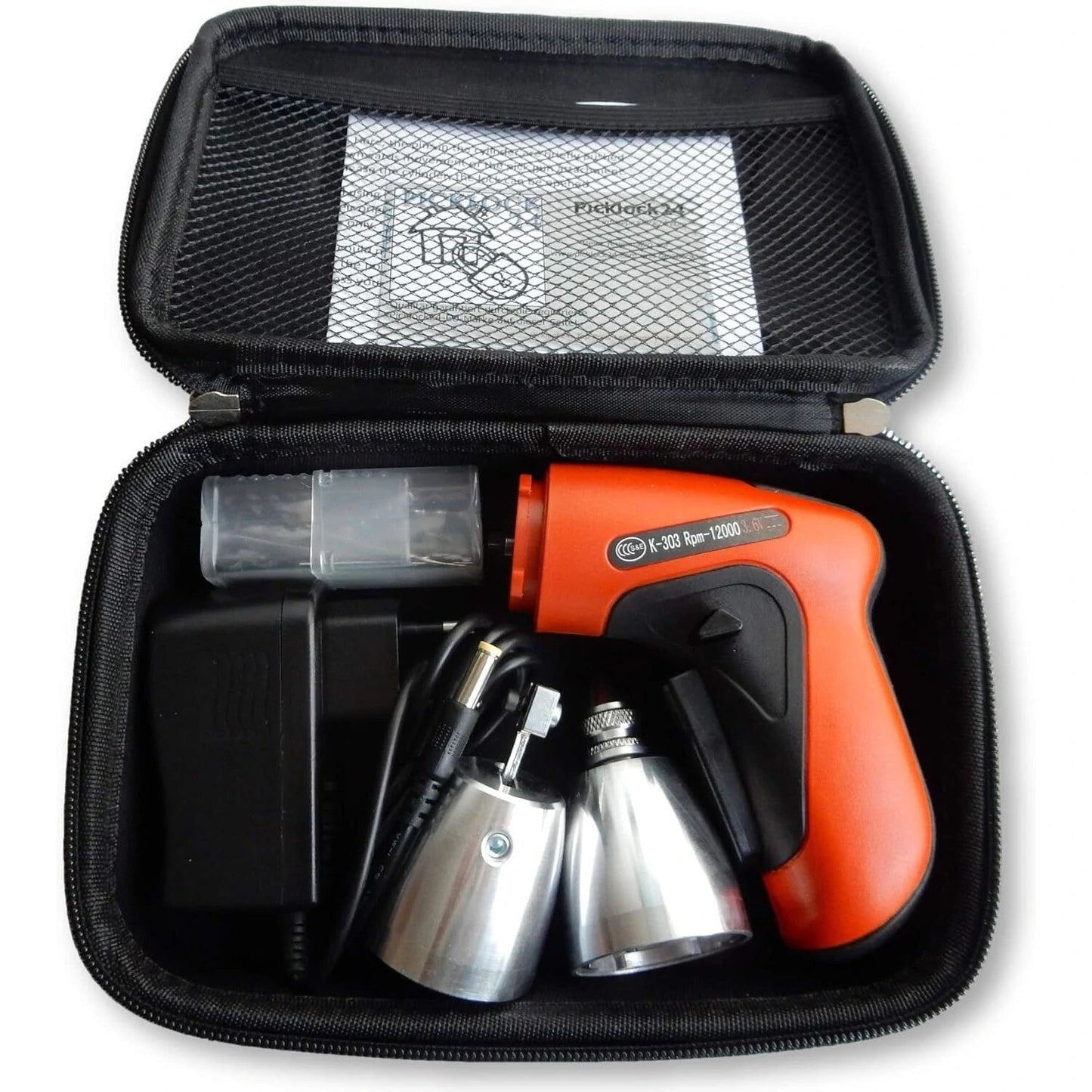 GETDECO 26-piece electric auto pick gun set with lithium-ion battery, lock picks, charger, and carrying bag for locksmith use
