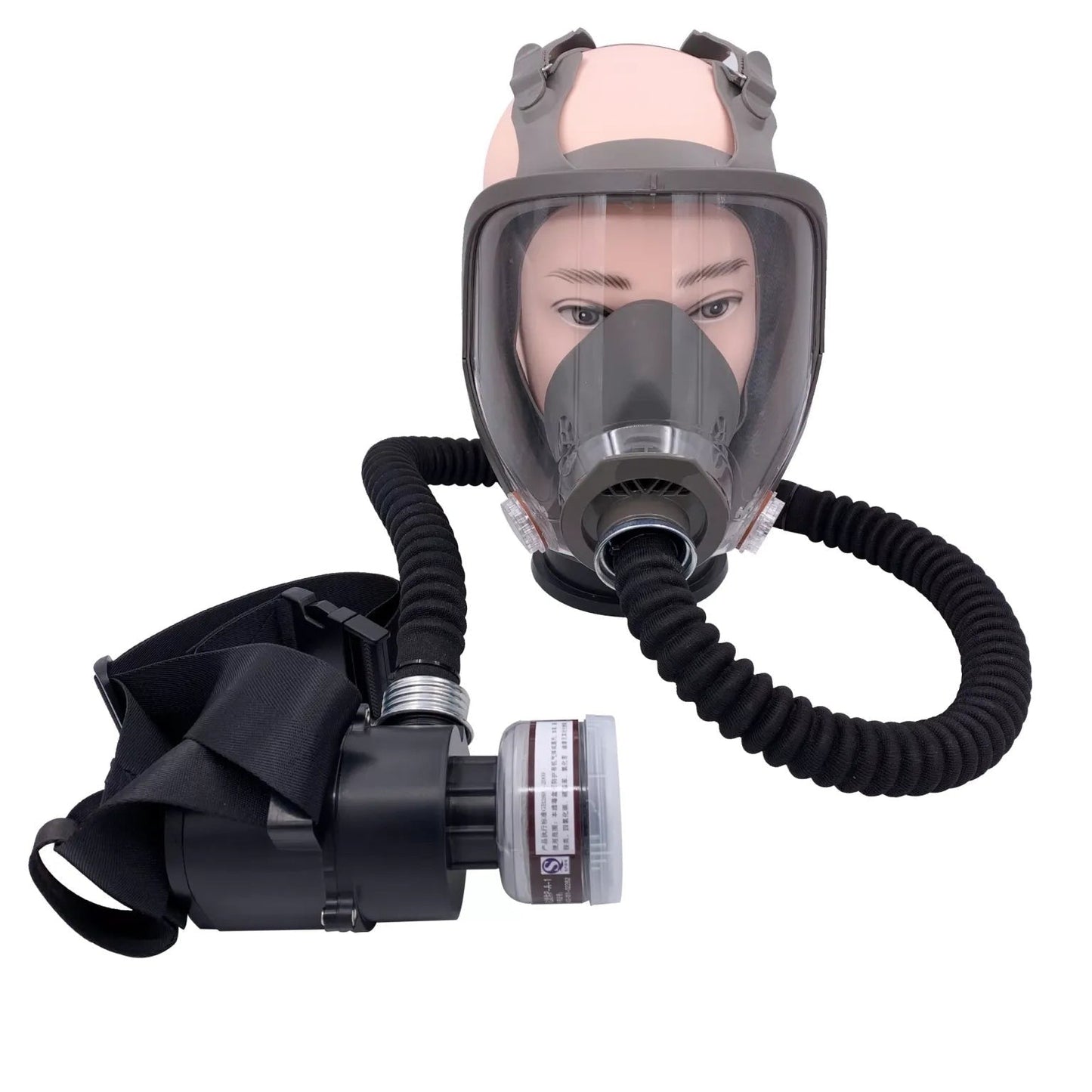 GETDECO electric constant flow air-fed respirator full face gas mask designed for spray painting and respiratory protection.
