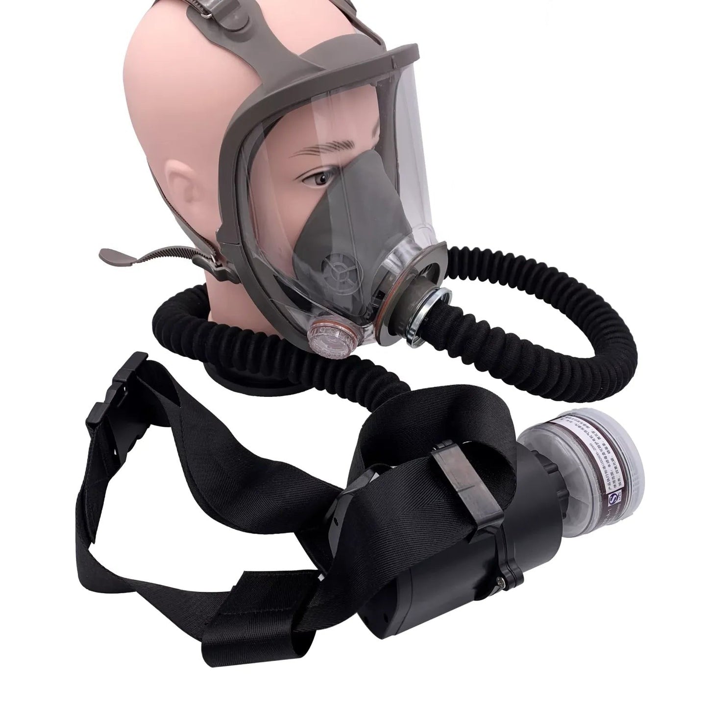 GETDECO electric constant flow air fed respirator full face gas mask designed for spray painting and hazardous fumes.