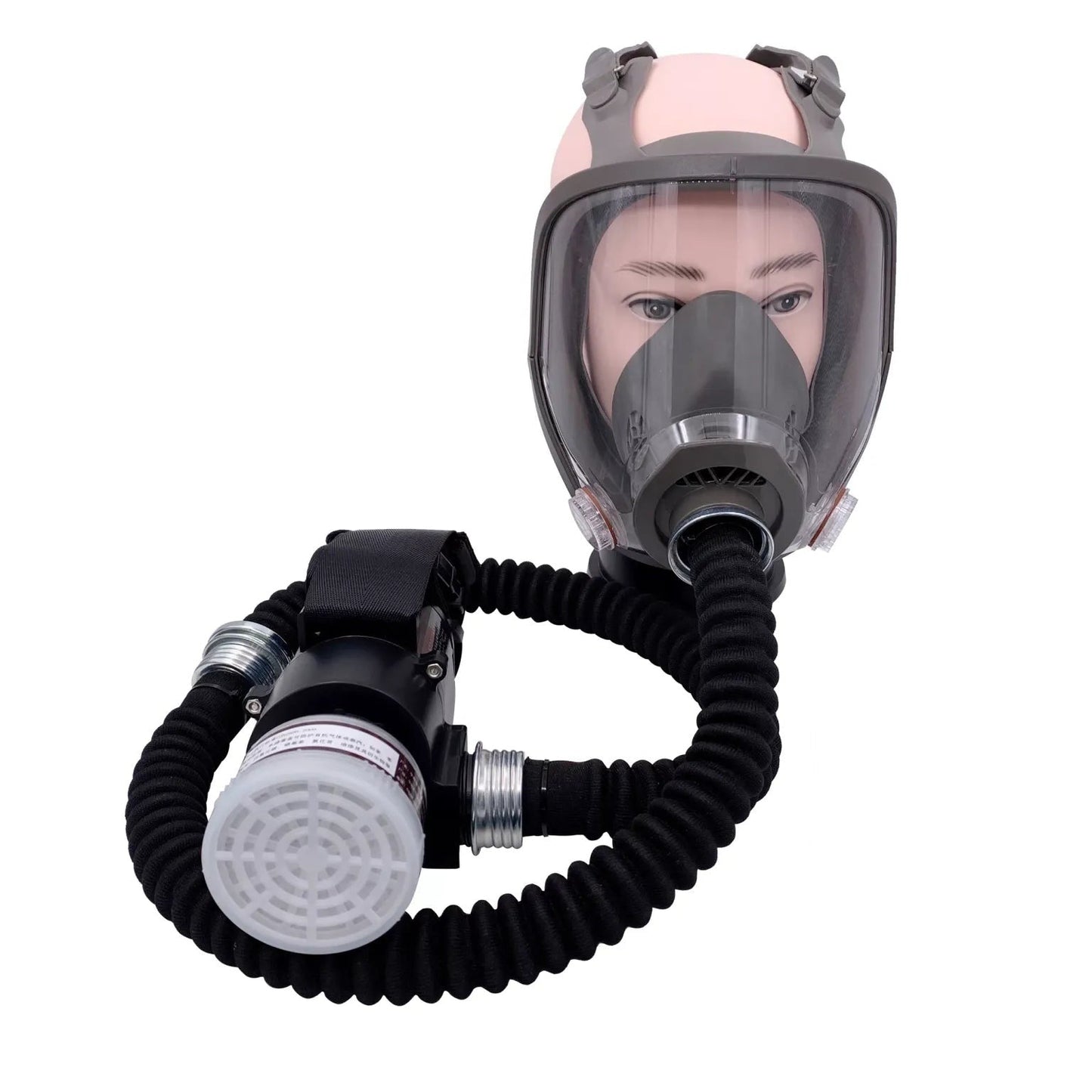 GETDECO electric constant flow air-fed respirator full face gas mask for spray painting, providing respiratory protection.