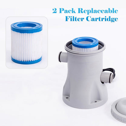 GETDECO electric pool filter pump with 330 GPH flow and 2 cartridges, designed for above ground pools, for clean water circulation.