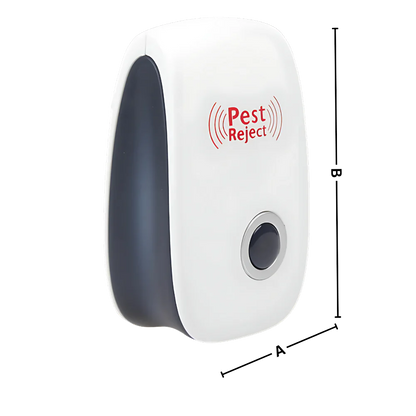 Belro energy-efficient ultrasonic pest repeller for outdoor pest control, compact device with LED indicator for home and garden use.