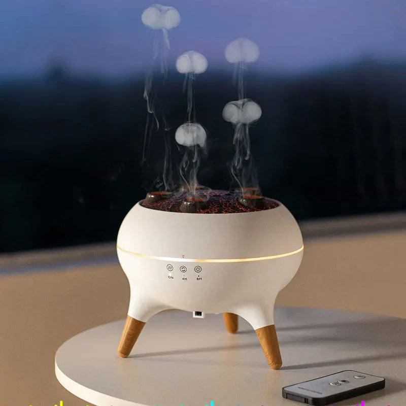Belro Dynamic Jellyfish Flame Aroma Diffuser with glowing jellyfish design for soothing fragrance diffusion in health and beauty.