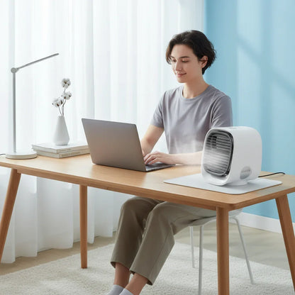 DecorsDeluxe electric evaporative cooler fan for personal room and desk air cooling, compact and portable design