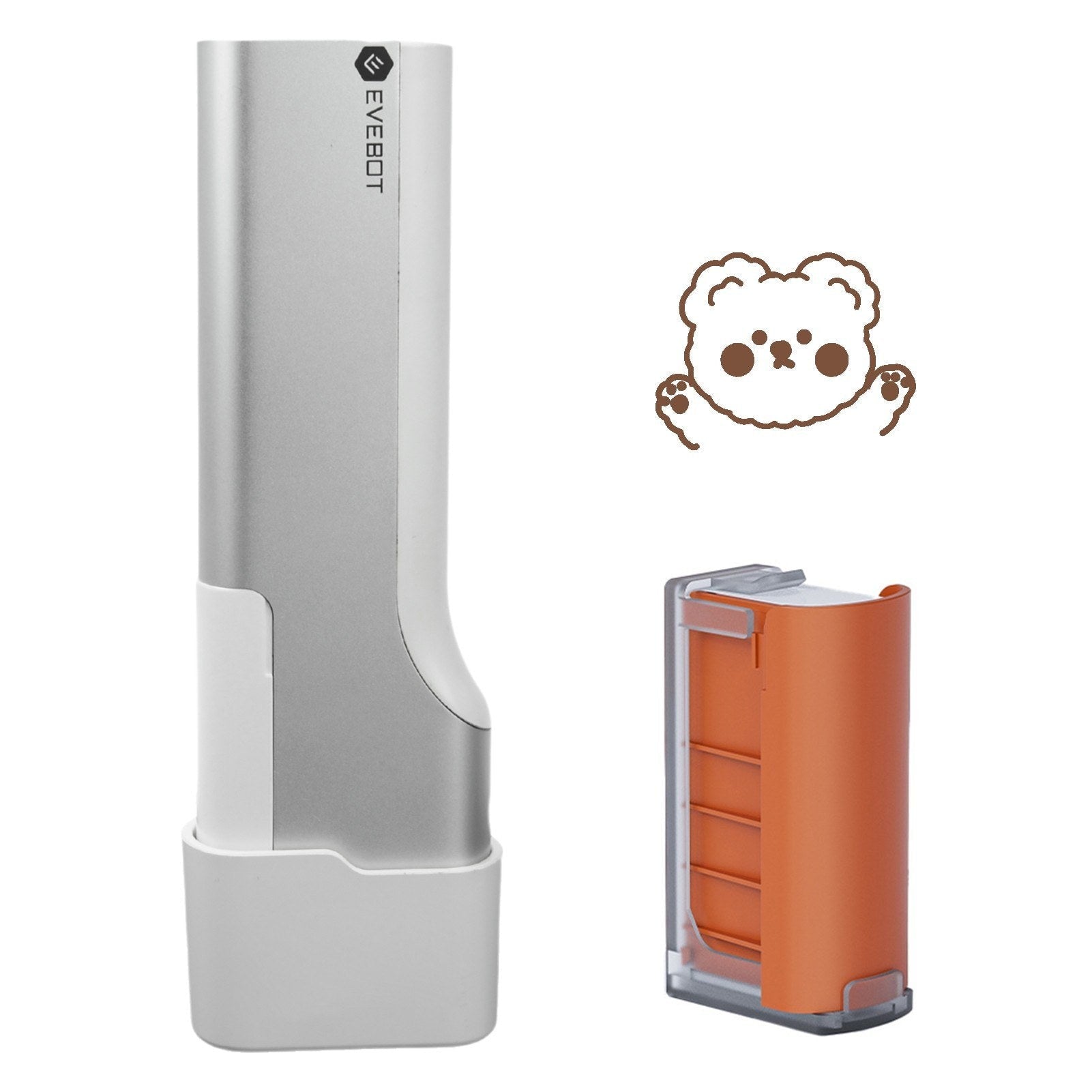 GETDECO EVEBOT Printpen handheld portable food and coffee art inkjet printer with colorful DIY design on a white background