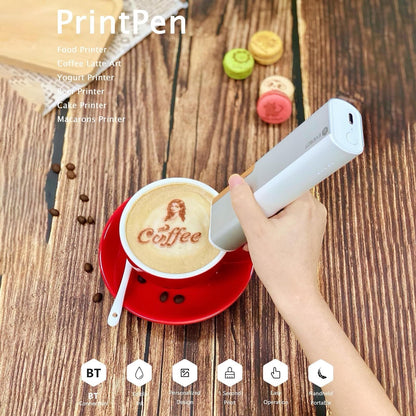 GETDECO EVEBOT Printpen handheld portable food and coffee art inkjet printer with a sleek design for DIY food decoration.
