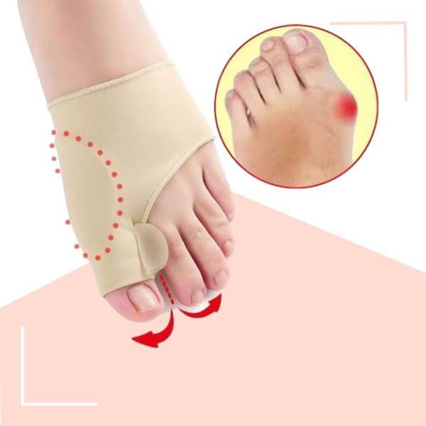Belro orthopedic toe bunion corrector worn on toes, designed to realign and relieve bunion discomfort in health and beauty treatment.