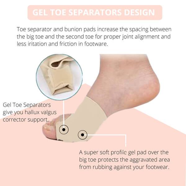 Belro orthopedic toe bunion corrector on a foot, designed to realign toes and relieve bunion discomfort.
