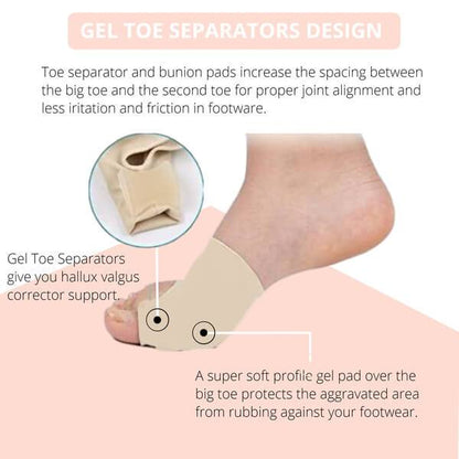 Belro orthopedic toe bunion corrector on a foot, designed to realign toes and relieve bunion discomfort.