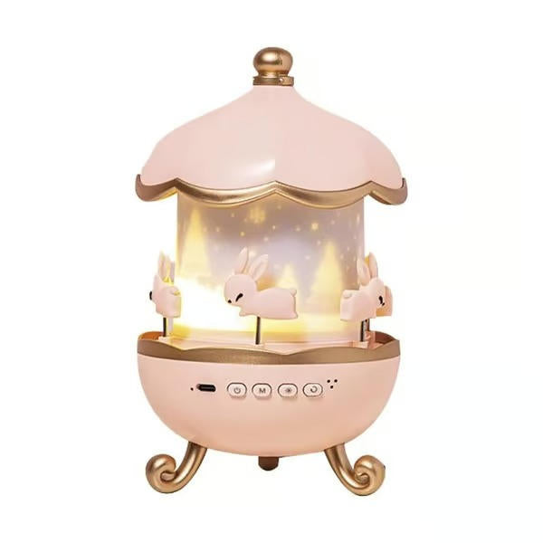 Belro night light projector for kids displaying colorful star and moon patterns on a bedroom wall.