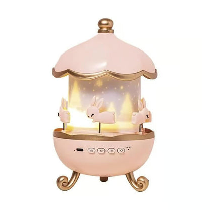 Belro night light projector for kids displaying colorful star and moon patterns on a bedroom wall.
