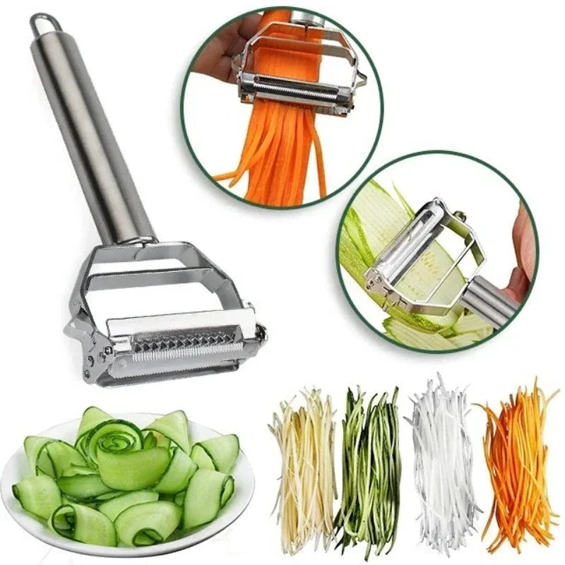 Belro stainless steel vegetable peeler and julienne cutter with ergonomic handle, ideal for potatoes and carrots in kitchen use