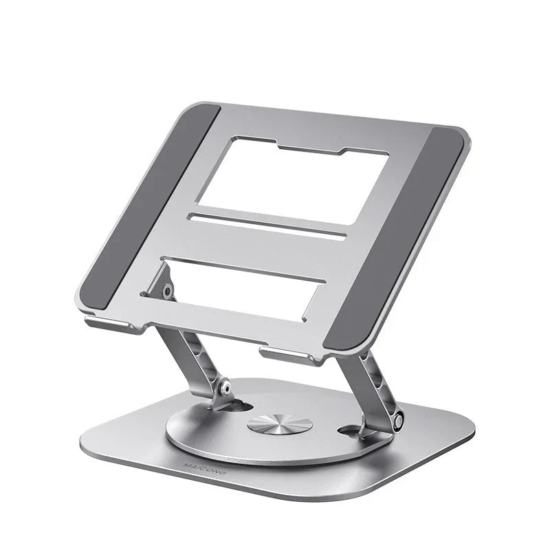 Belro swivel laptop mount attached to a computer desk, adjustable for optimal viewing and ergonomic positioning.
