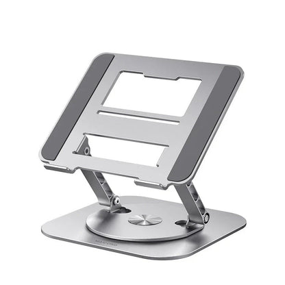 Belro swivel laptop mount attached to a computer desk, adjustable for optimal viewing and ergonomic positioning.
