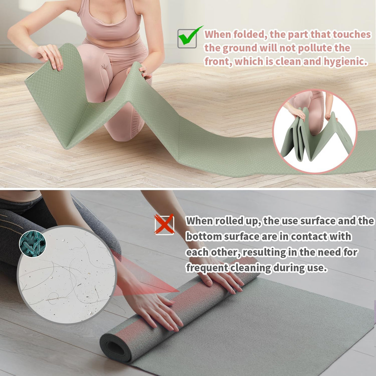 Belro foldable yoga mat for men, folded open to show its compact, portable design ideal for yoga and exercise routines.