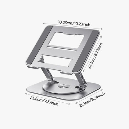 Belro swivel laptop mount attached to a desk, adjustable arm for ergonomic computer setup, in a modern office environment.