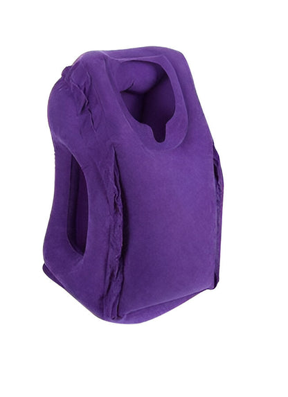 Belro inflatable travel cushion in navy blue, designed for neck support during travel, made of soft, durable material.