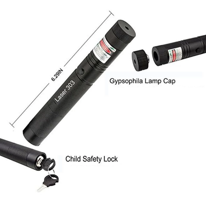High power Belro laser pointer with green and red beams, ideal for presentations and distance visibility.