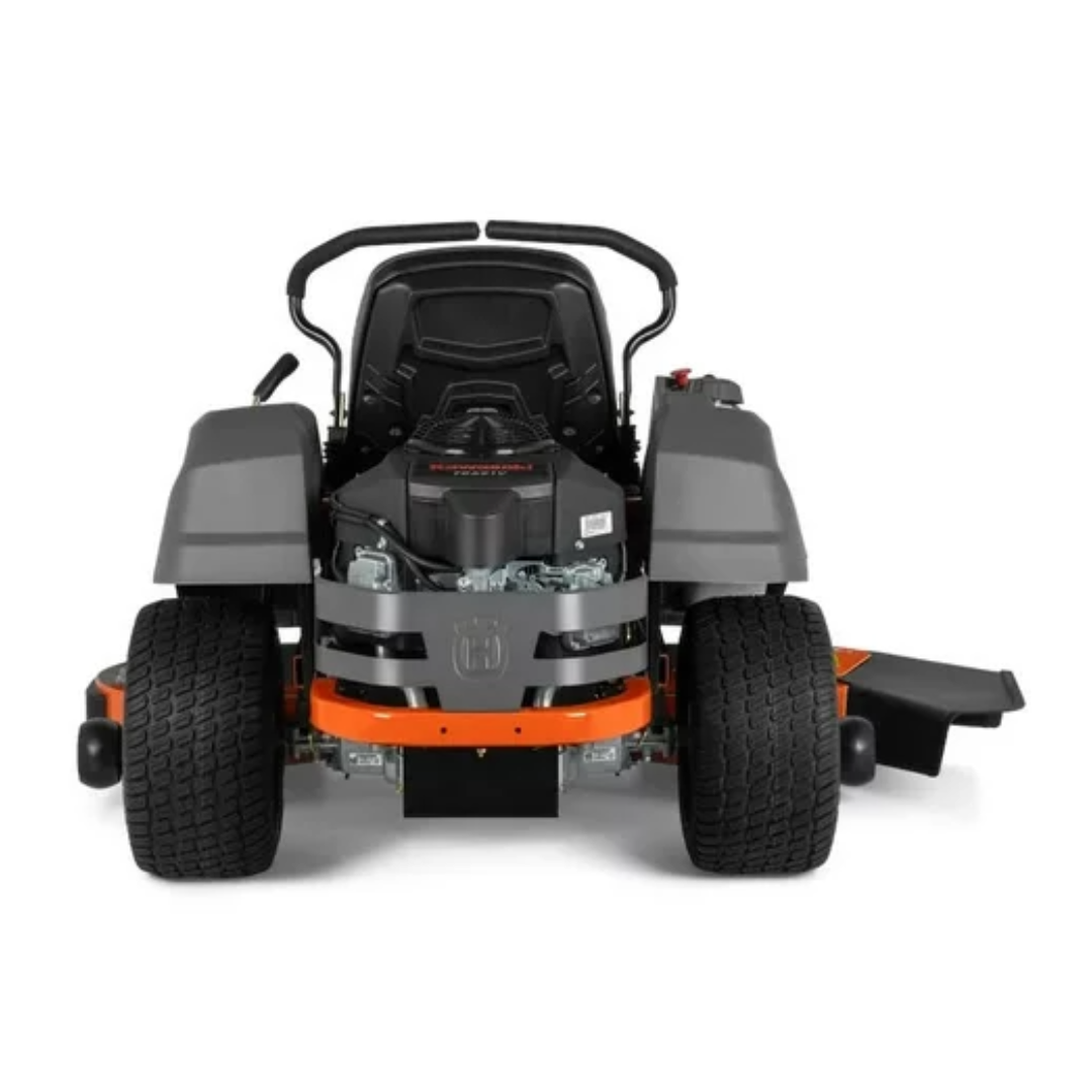 Husqvarna Z254F zero-turn lawn mower with 54-inch cutting deck, 24 HP V-twin engine, shown in a yard setting