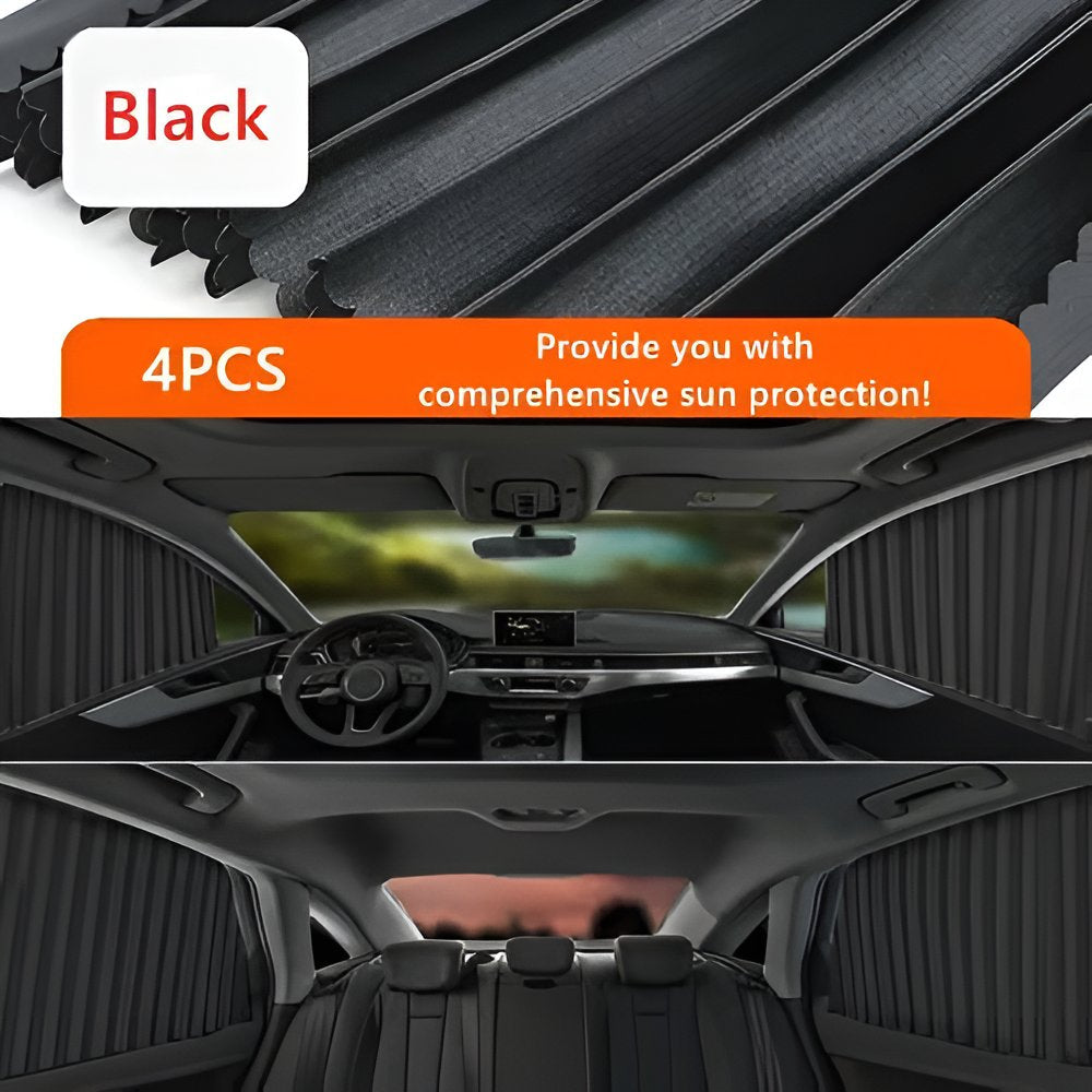 Belro car window shades accessory with dark tinted panels for sun protection and privacy inside a vehicle.