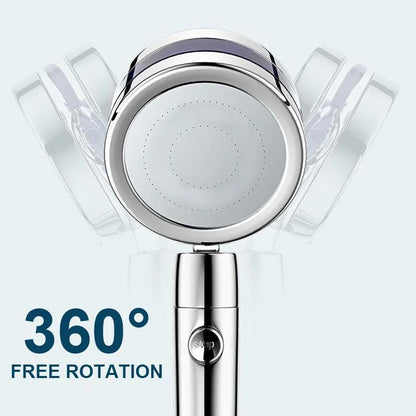 Belro 360° rotatable power shower head with adjustable spray settings, showcasing its sleek design and durable hardware features.