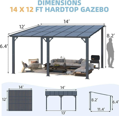 Aecojoy 14x12 ft aluminum pergola with canopy, outdoor patio cover by Casavibeo, featuring sturdy frame and shaded space.