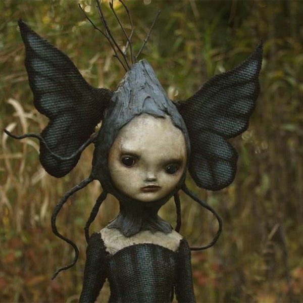 Belro creepy witch sculpture from The Dark and Bizarre Art collection, Halloween-themed figurine for home and garden decor.