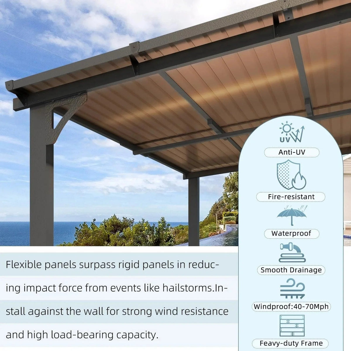 Aecojoy 14x12 ft aluminum pergola with canopy, outdoor patio cover, featuring a sturdy metal frame and fabric shade.