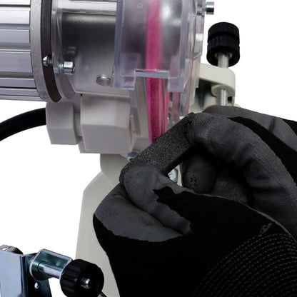Casavibeo professional chainsaw sharpener with adjustable multi-angle chain grinder on a bench for precise sharpening.