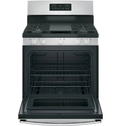 Casavibeo 30-inch freestanding gas range with four burners and oven, stainless steel finish, and control knobs on the front.
