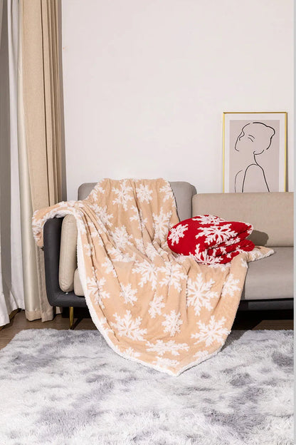 Belro Christmas wool blanket throw draped over a sofa, cozy and festive for sofa or bed, ideal for holiday home decor.
