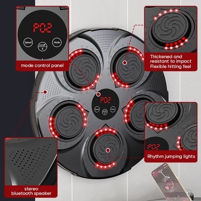 Wall mounted Belro music boxing machine for men, a healthy fitness gift, featuring a compact design with a padded punching surface.