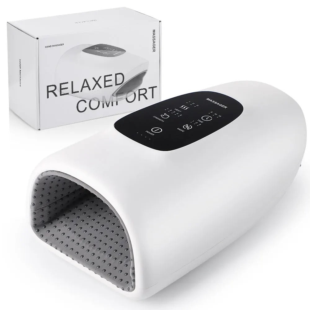 Belro hand massager in use, electronic personal care appliance designed to relieve hand tension and improve circulation