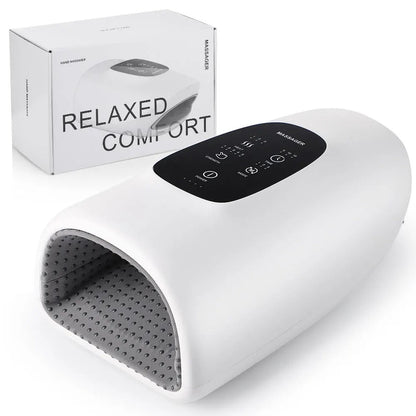 Belro hand massager in use, electronic personal care appliance designed to relieve hand tension and improve circulation