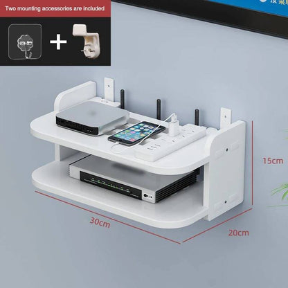 Belro WiFi router shelf storage box on a home and garden furniture unit, designed to organize and conceal WiFi routers.
