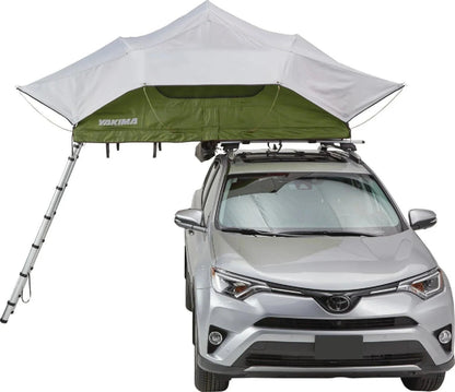 Casavibeo Yakima Skyrise rooftop tent set up on a vehicle, showcasing its durable fabric and spacious interior for outdoor camping.