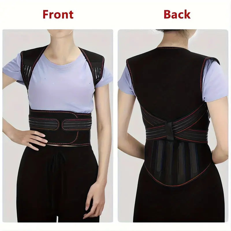 Belro back brace for back pain, a supportive accessory with adjustable suspenders designed to relieve discomfort.