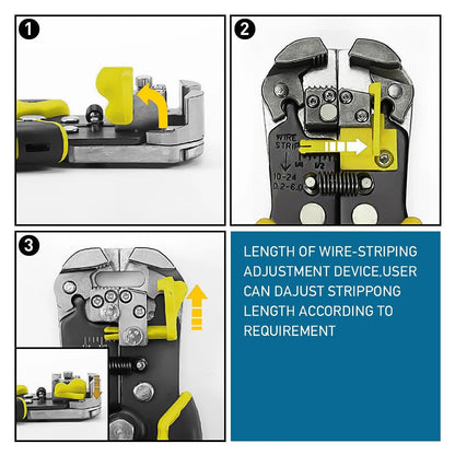 Belro automatic wire stripper and cable cutter tool with ergonomic handle and precision blades for electrical work.