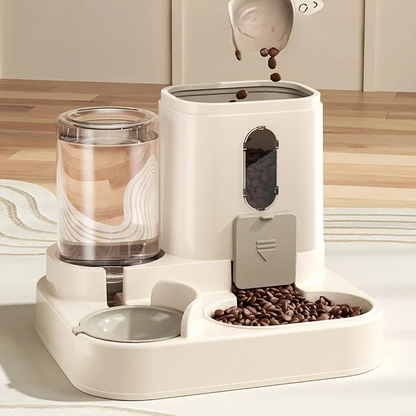 Belro 2-in-1 dog and cat feeder with water dispenser, plastic pet feeding station for dogs and cats.