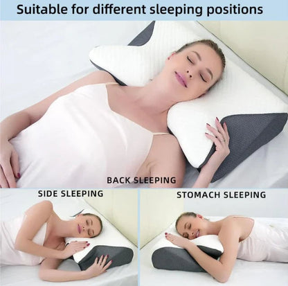 Belro cervical pillow for neck pain, ergonomic support accessory with adjustable suspenders, designed for comfort and proper neck alignment.
