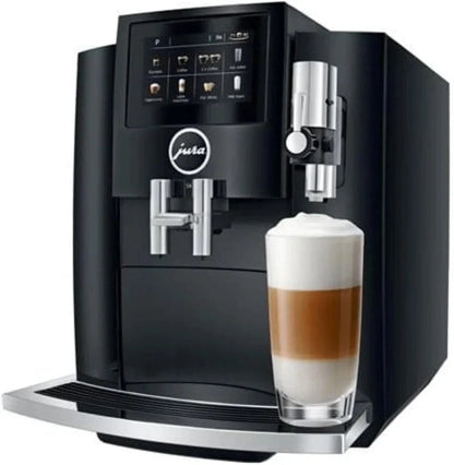 Casavibeo Jura S8 automatic coffee machine with sleek design, digital display, and stainless steel finish.