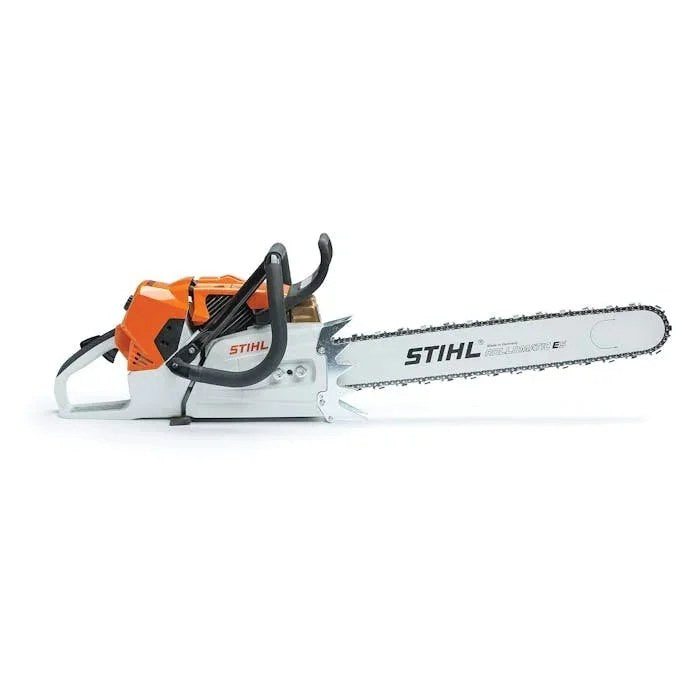 Casavibeo Stihl MS881 chainsaw with a 30-inch bar, showing the bar and chain ready for cutting tasks.