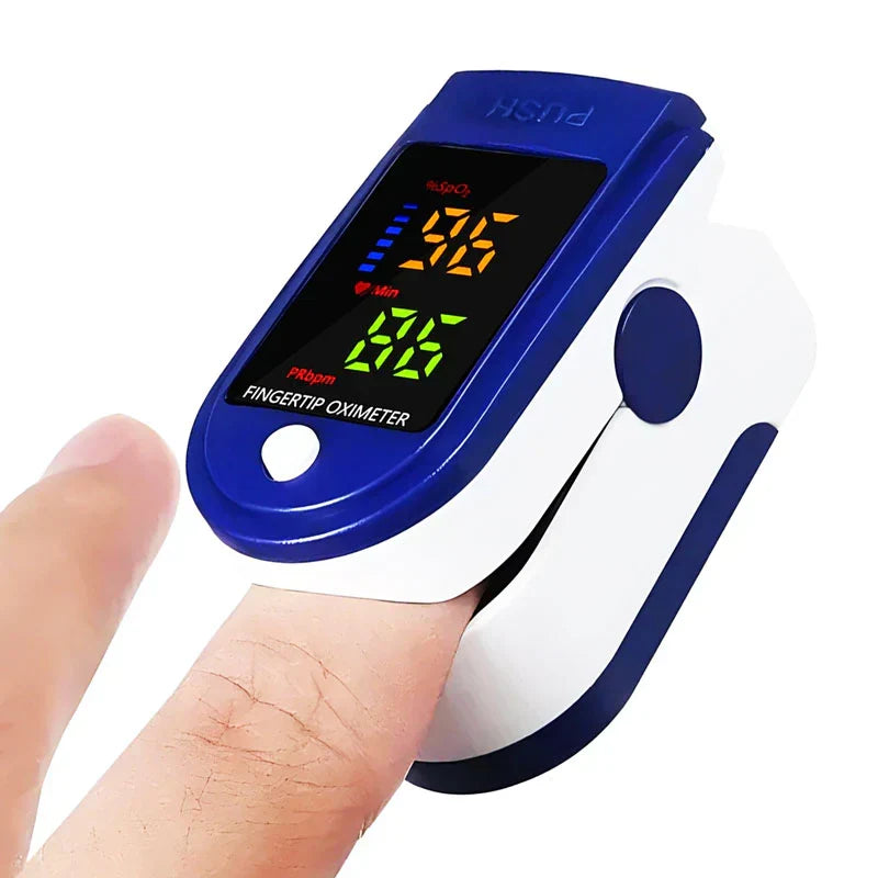 Belro Precise Blood Oxygen Meter displaying digital readout and finger clip sensor for accurate oxygen level measurement.