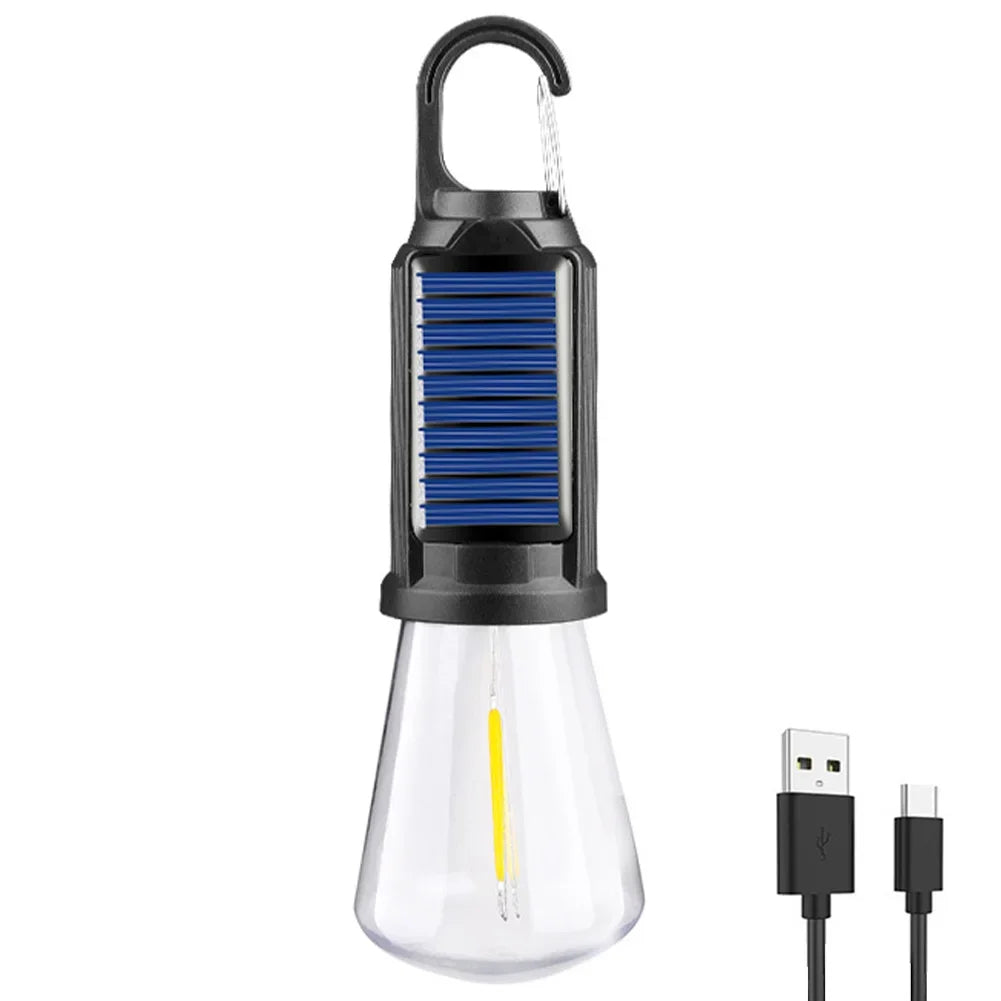 Belro solar rechargeable camping lantern with hooked design, outdoor LED light for camping and emergency use.