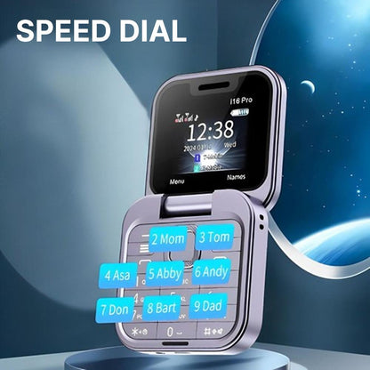 Belro foldable dual SIM smartphone with open display, showing sleek electronics design and dual SIM slots for versatile connectivity.