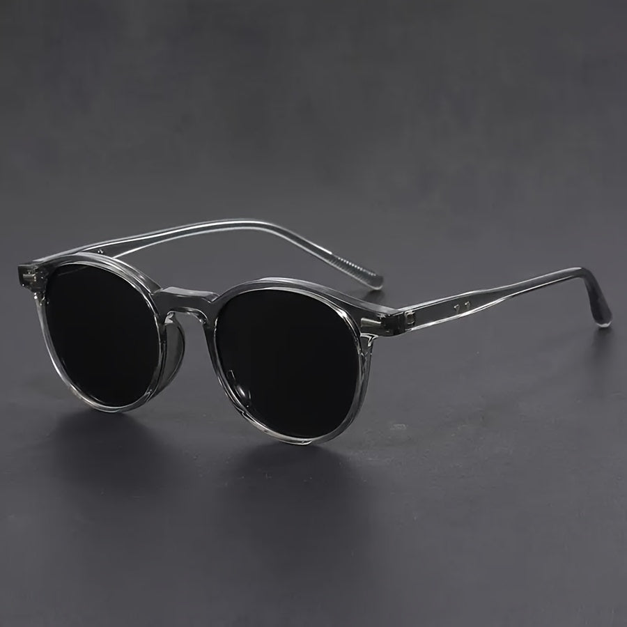 Men's retro round sunglasses with tortoiseshell lightweight frame and UV400 protection, stylish eyewear by BowLift.