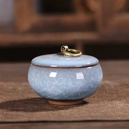 Handcrafted ceramic pet urn by BowLift, featuring a detailed design ideal for memorial keepsakes for dogs and cats.